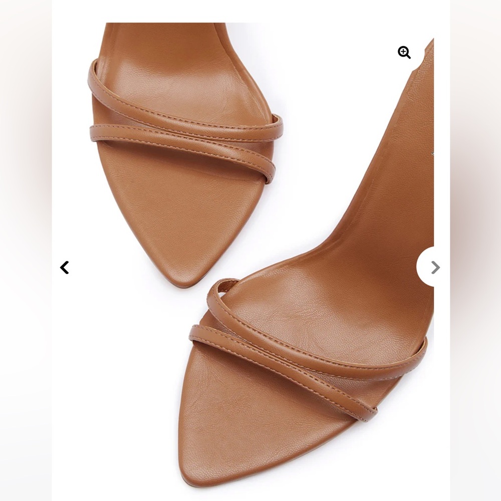Classic Tan Stiletto Slide Heels - Picture 4 of 9